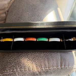 Multicolor Semi-Precious Stone Link Bracelet - Men's Accessory